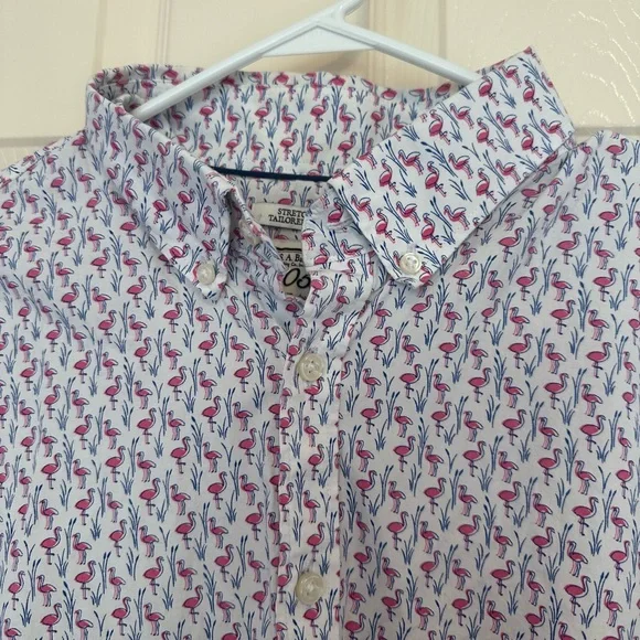 Jos A Bank 1905 Men’s Short Sleeve Button Down Shirt Flamingo Print Size XL - Picture 5 of 9